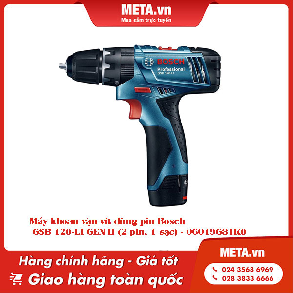 Máy khoan vặn vít dùng pin Bosch GSB 120-LI GEN II (2 pin, 1 sạc)
