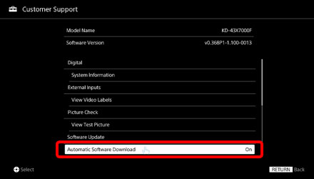 Cách cập nhật phần mềm hệ thống cho các dòng tivi Sony khác