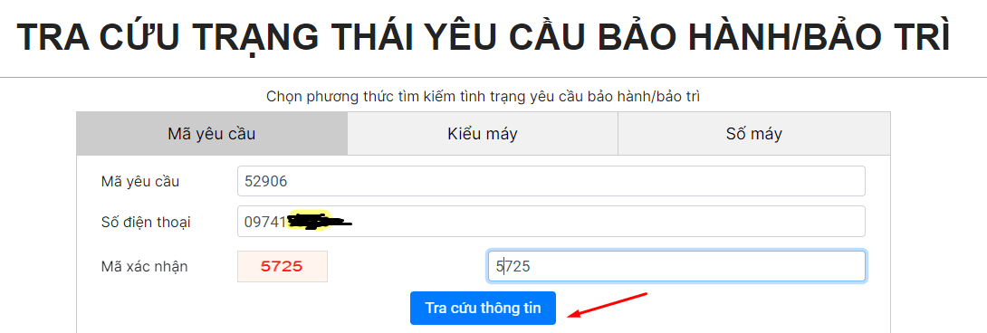 Cách tra cứu yêu cầu bảo hành online máy giặt AQUA