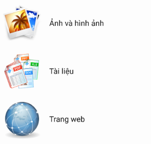 Chọn loại tài liệu cần in từ điện thoại đến máy in Canon