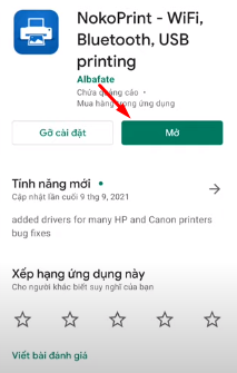 Ứng dụng NokoPrint đã nhận diện máy in Canon LBP 2900 để kết nối in