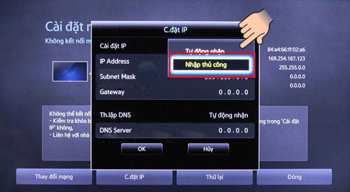Do việc kết nối mạng cho tivi Sharp chưa thành công