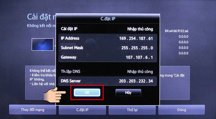 Do việc kết nối mạng cho tivi Sharp chưa thành công