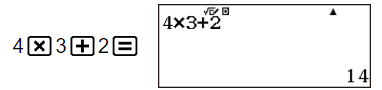 Nhập phép tính 4 × 3 + 2 rồi nhấn dấu =