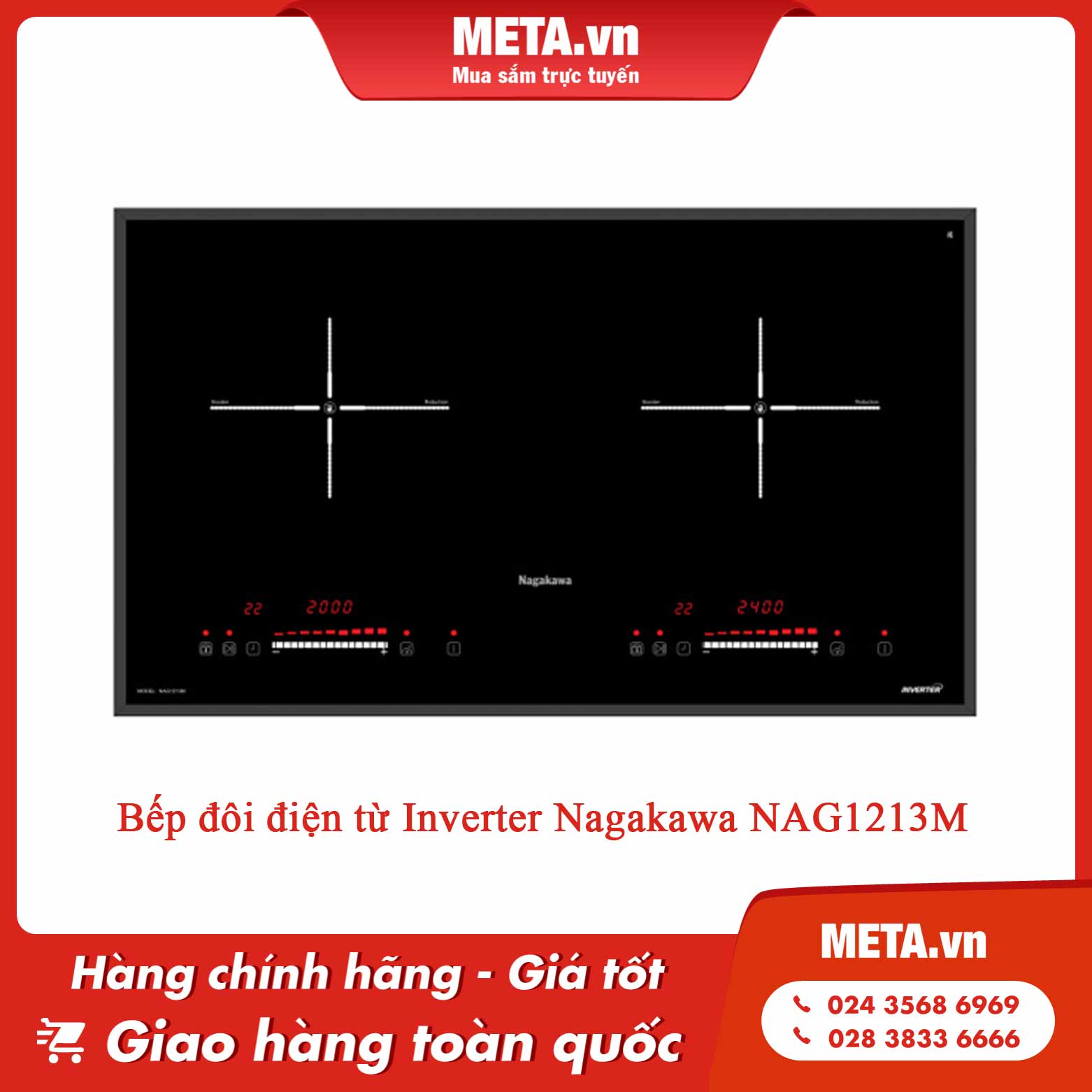 Bếp đôi điện từ inverter cao cấp Nagakawa NAG1202M