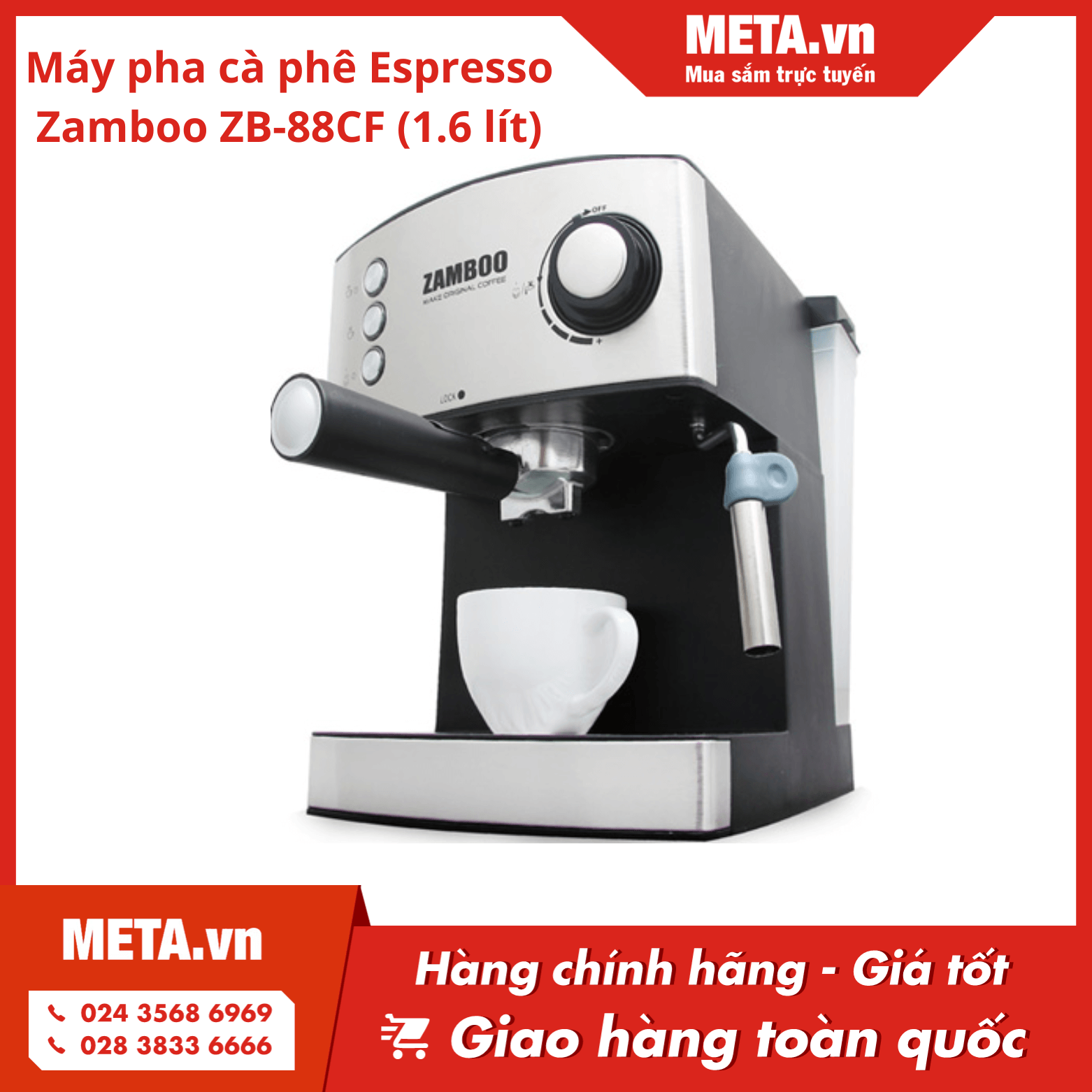 Máy pha cà phê Espresso Zamboo ZB-88CF (1,6 lít)