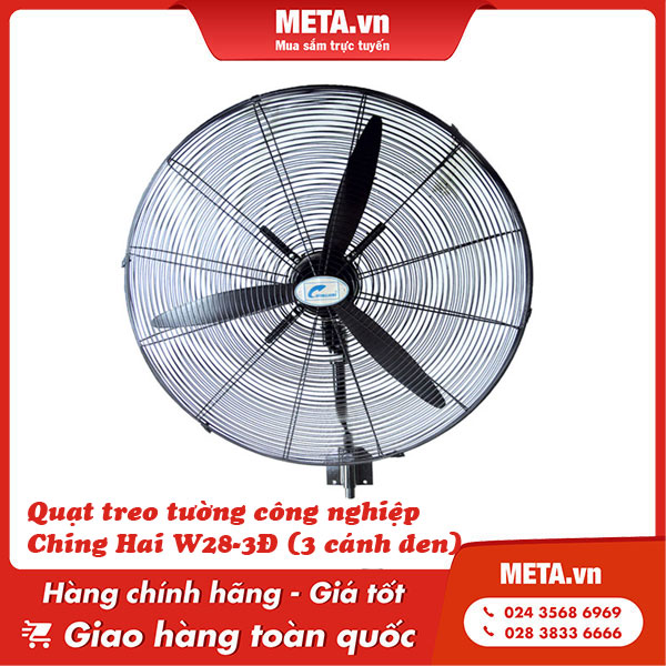 Quạt treo tường công nghiệp Ching Hai W28-3Đ (3 cánh đen)