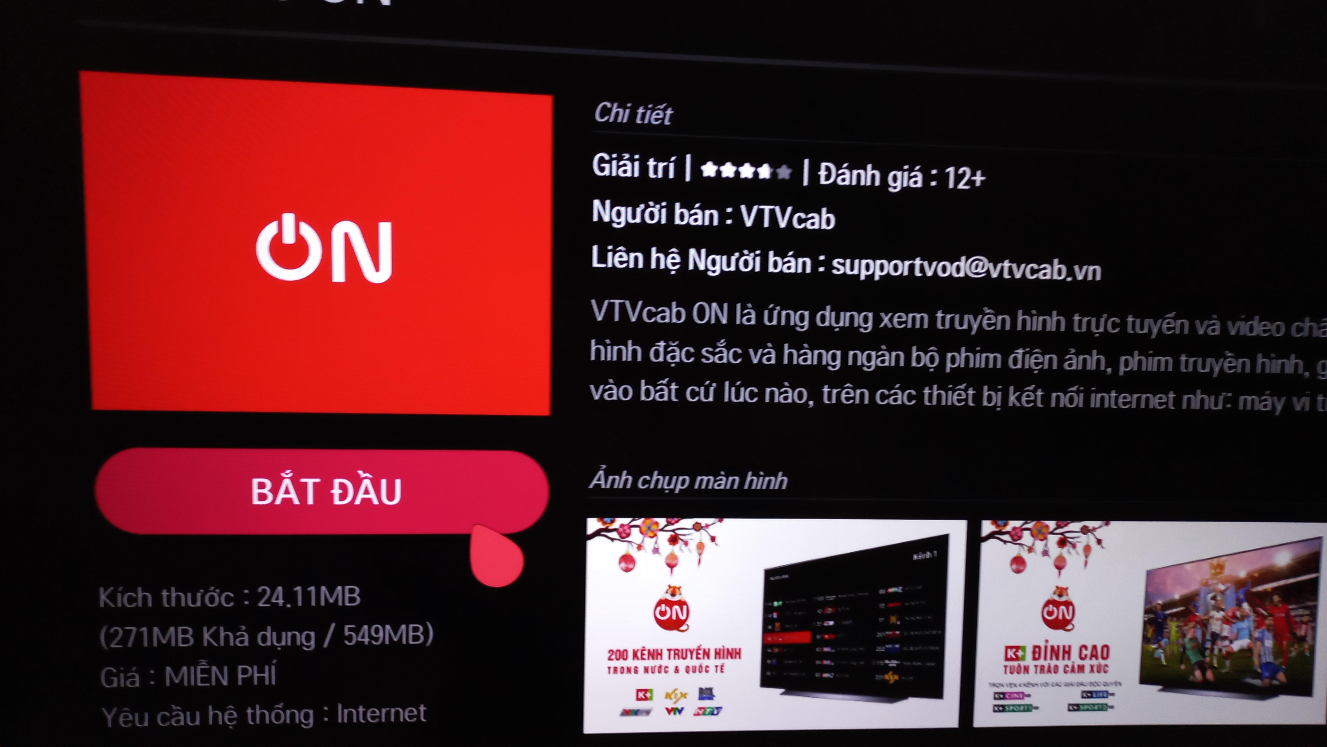 Cách cài đặt VTVcab ON trên tivi LG