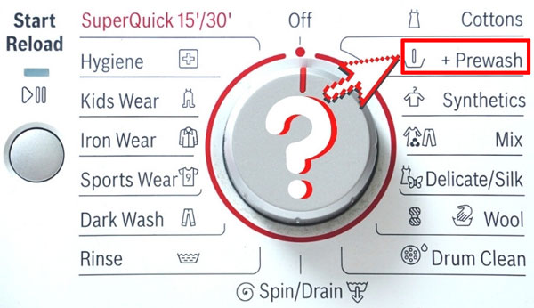 Prewash trong máy giặt là gì?