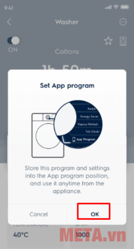 Click vào biểu tượng Set App Program ở góc bên phải và nhấn OK