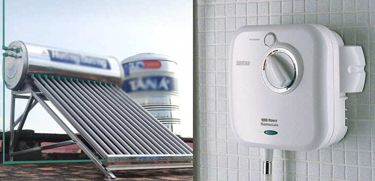 Các loại máy nước nóng điện và máy nước nóng năng lượng mặt trời