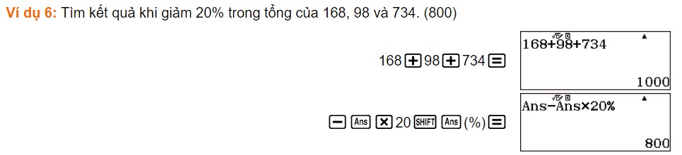Cách tính giá trị theo phần trăm tăng/giảm của biểu thức