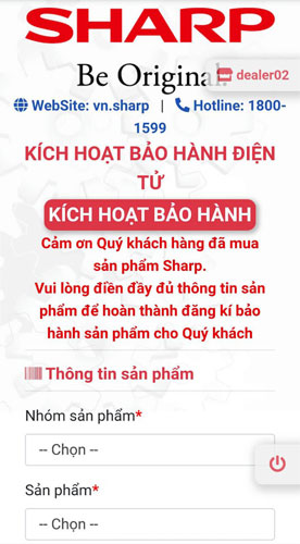 Cách kích hoạt bảo hành máy giặt Sharp qua website cho khách hàng đại lý