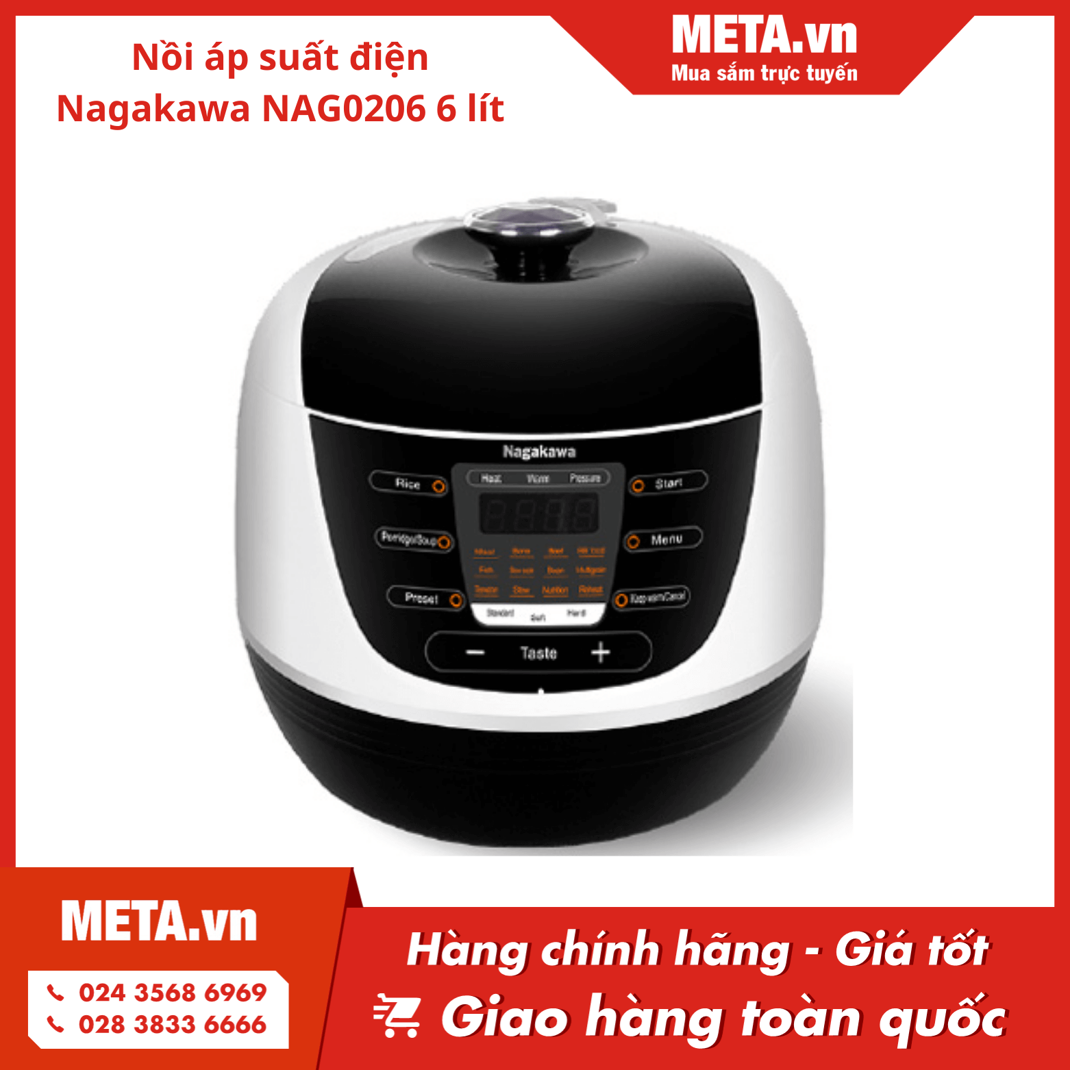 Nồi áp suất điện Nagakawa NAG0206 6 lít