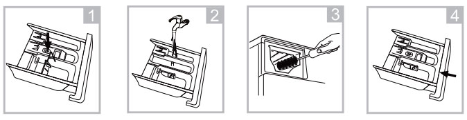 Vệ sinh ngăn đựng bột giặt, nước giặt, nước xả vải