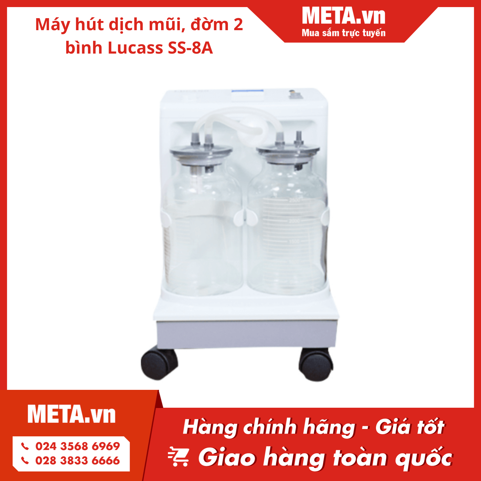 Máy hút dịch mũi, đờm 2 bình Lucass SS-8A
