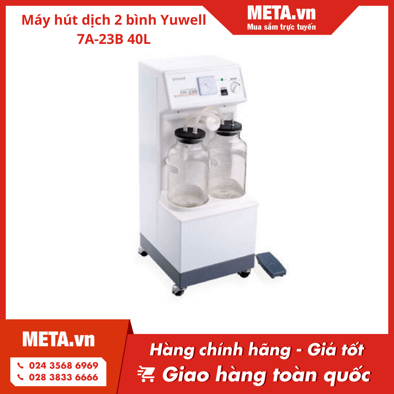 Máy hút dịch 2 bình Yuwell 7A-23B 40L
