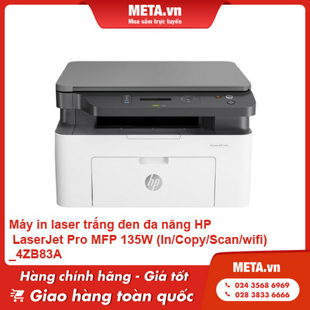 Máy in laser trắng đen đa năng HP LaserJet Pro MFP 135W (In/Copy/Scan/wifi)_4ZB83A 