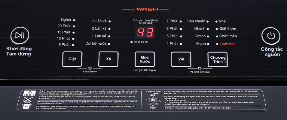 Bảng điều khiển máy giặt AQUA model AQW FR90GT, AQW FR88GT, AQW FR85GT