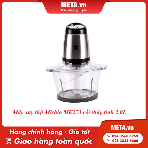 Máy xay thịt Mishio MK273 cối thủy tinh 2.0L