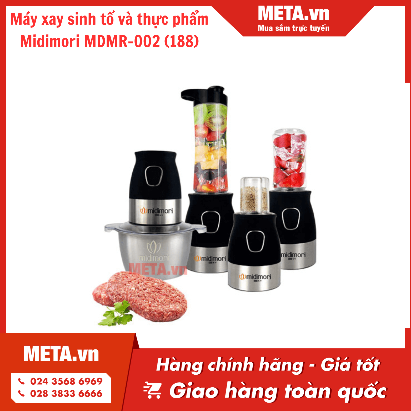 Máy xay sinh tố và thực phẩm đa năng Midimori MDMR-002 (188)