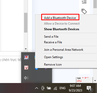Chọn mục Add bluetooth device