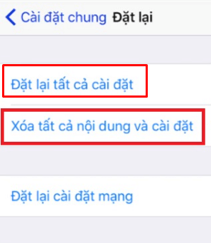 Chọn mục Cài đặt chung, rồi chọn Đặt lại. 