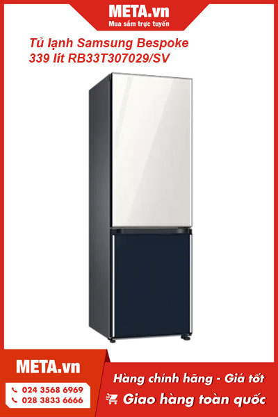 Tủ lạnh màu xanh - trắng 2 cửa Samsung Bespoke 339 lít RB33T307029/SV