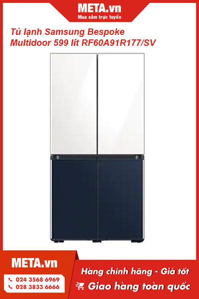 Tủ lạnh màu xanh - trắng 4 cửa Samsung Bespoke Multidoor 599 lít RF60A91R177/SV