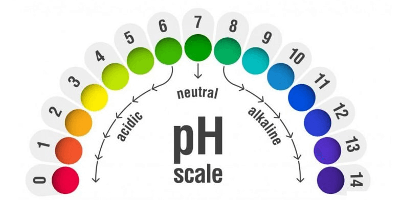 Giá trị pH nằm trong khoảng từ 1 - 14