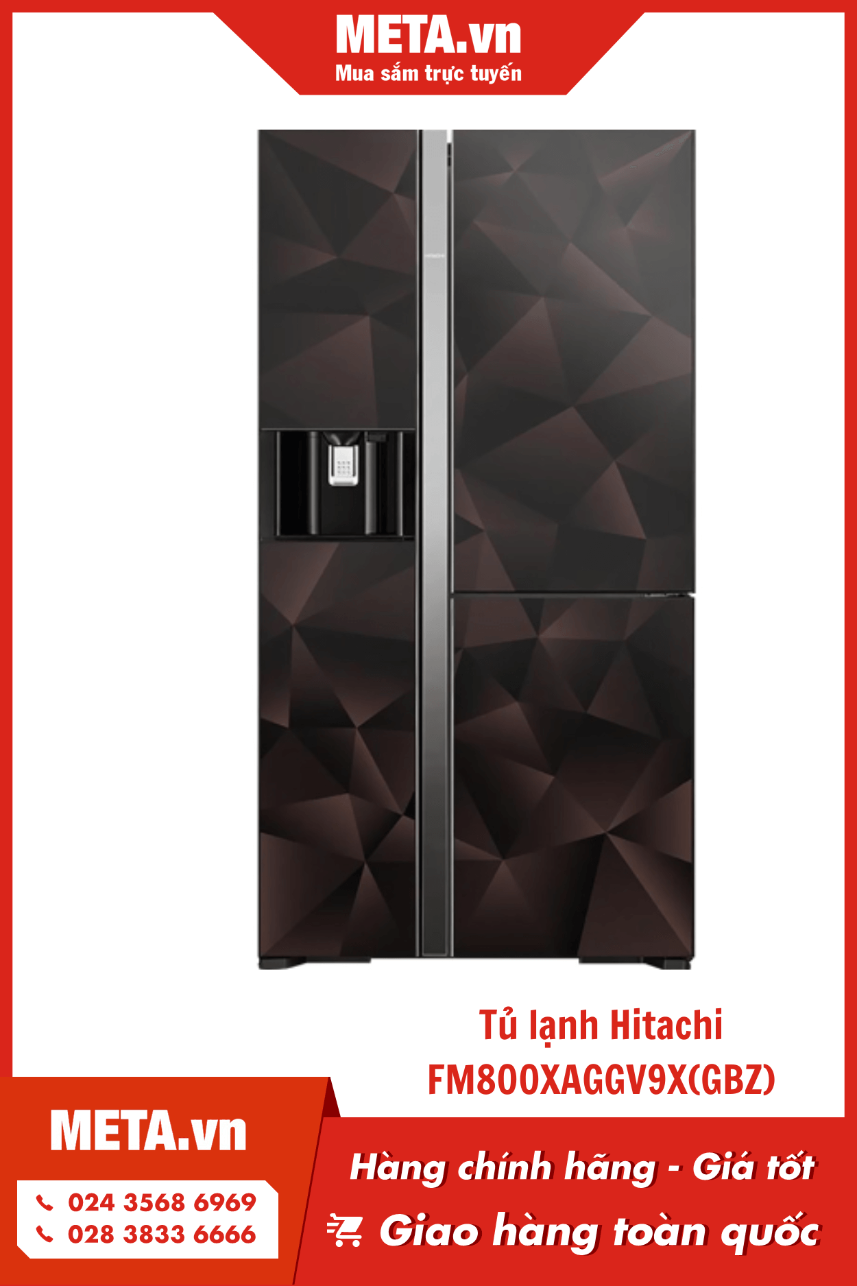 Tủ lạnh có ngăn hút chân không Hitachi Inverter 569 lít FM800XAGGV9X (GBZ)