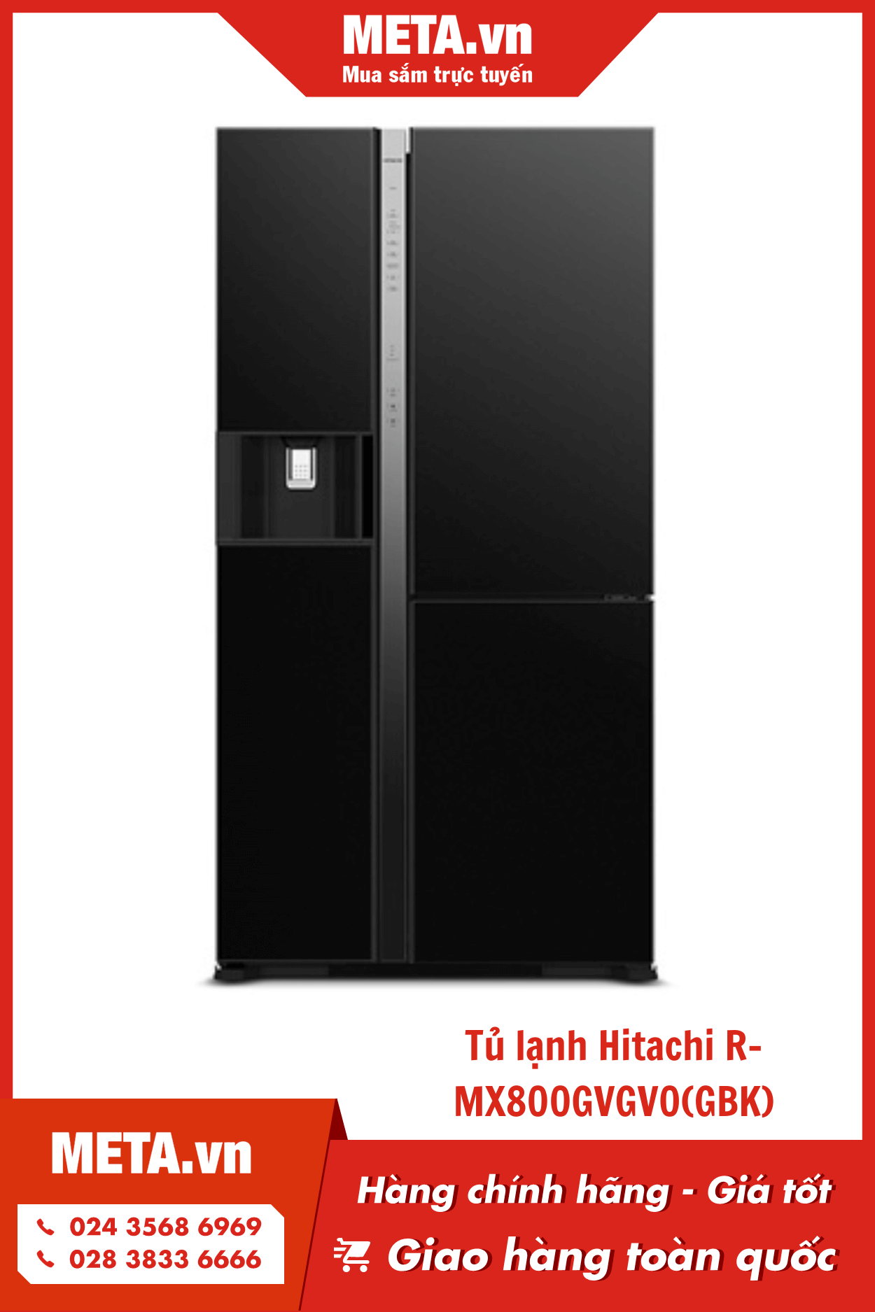 Tủ lạnh có ngăn hút chân không Hitachi Inverter 569 lít R-MX800GVGV0 (GBK)