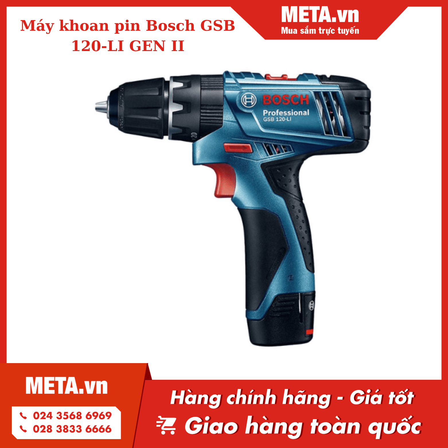 Máy khoan pin Bosch có búa GSB 120-LI GEN II (2 pin, 1 sạc) 