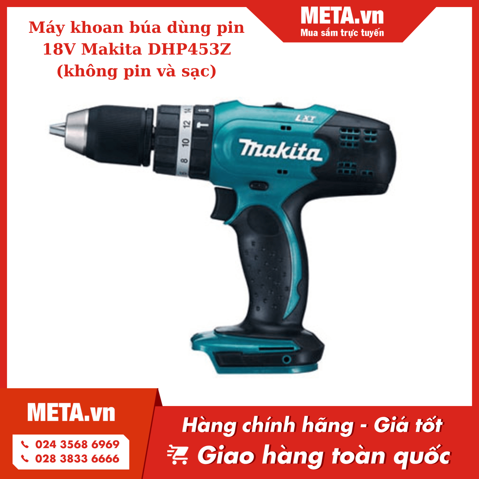 Máy khoan pin Makita có búa DHP453Z (không gồm pin và sạc)