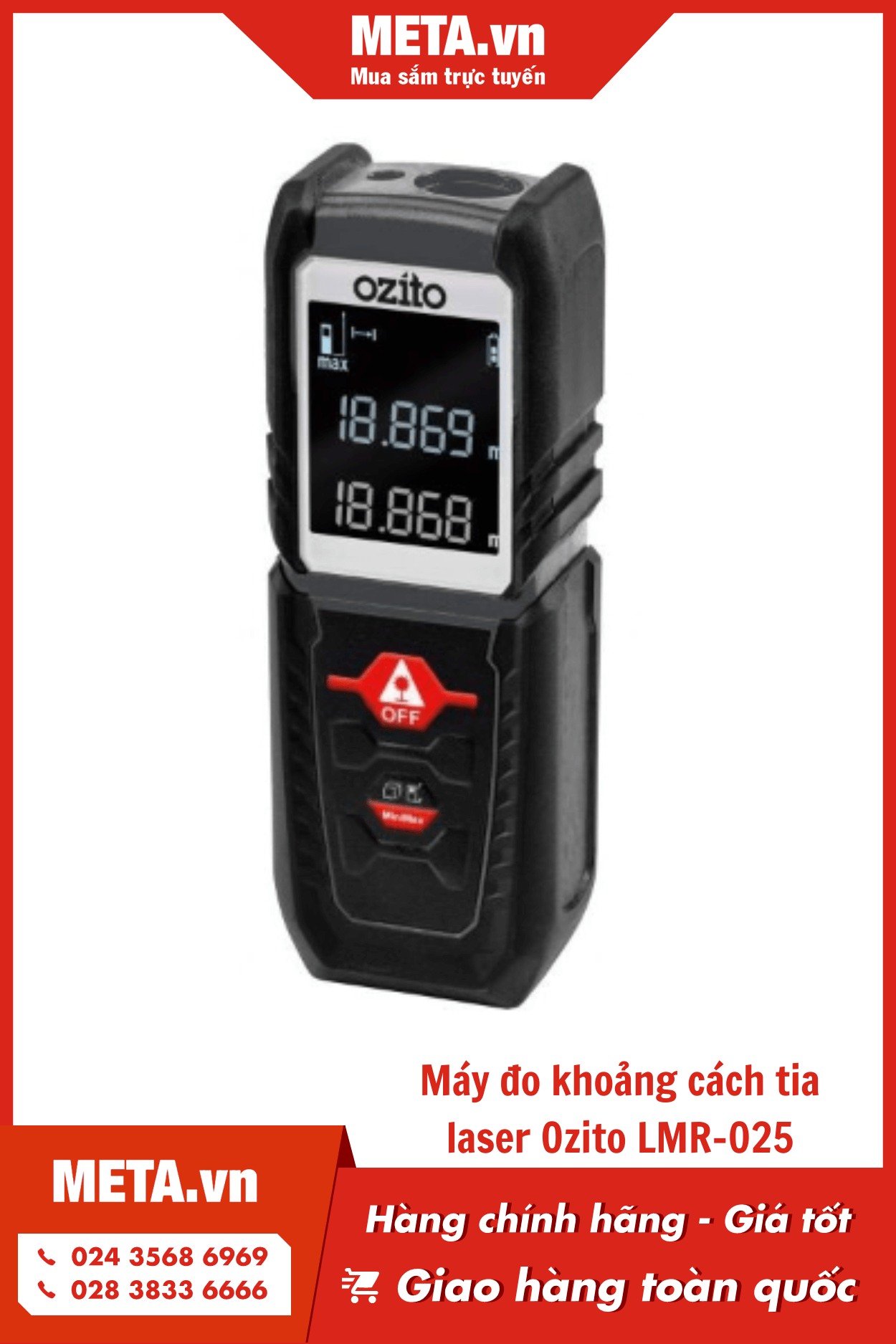 Máy đo khoảng cách laser Ozito LMR-025 (25m)
