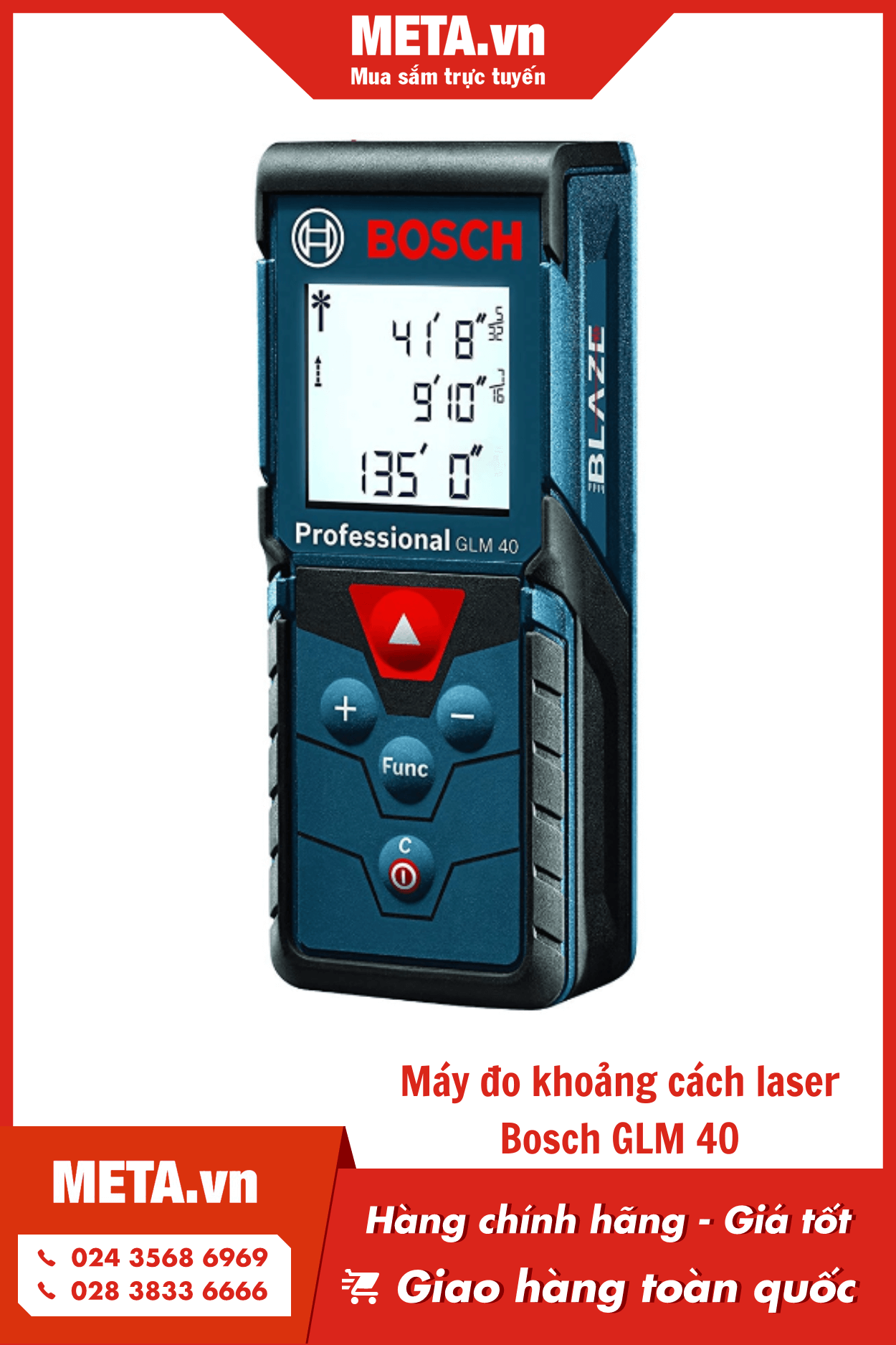 Máy đo khoảng cách laser Bosch GLM 40 (40m)