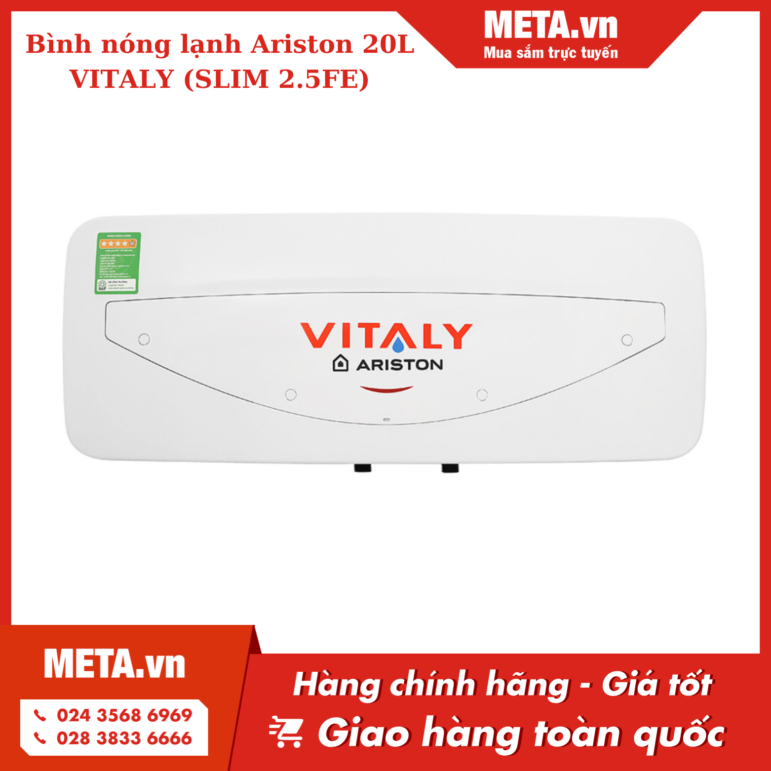 Bình nước nóng gián tiếp Ariston VITALY SLIM 2.5FE 20 lít
