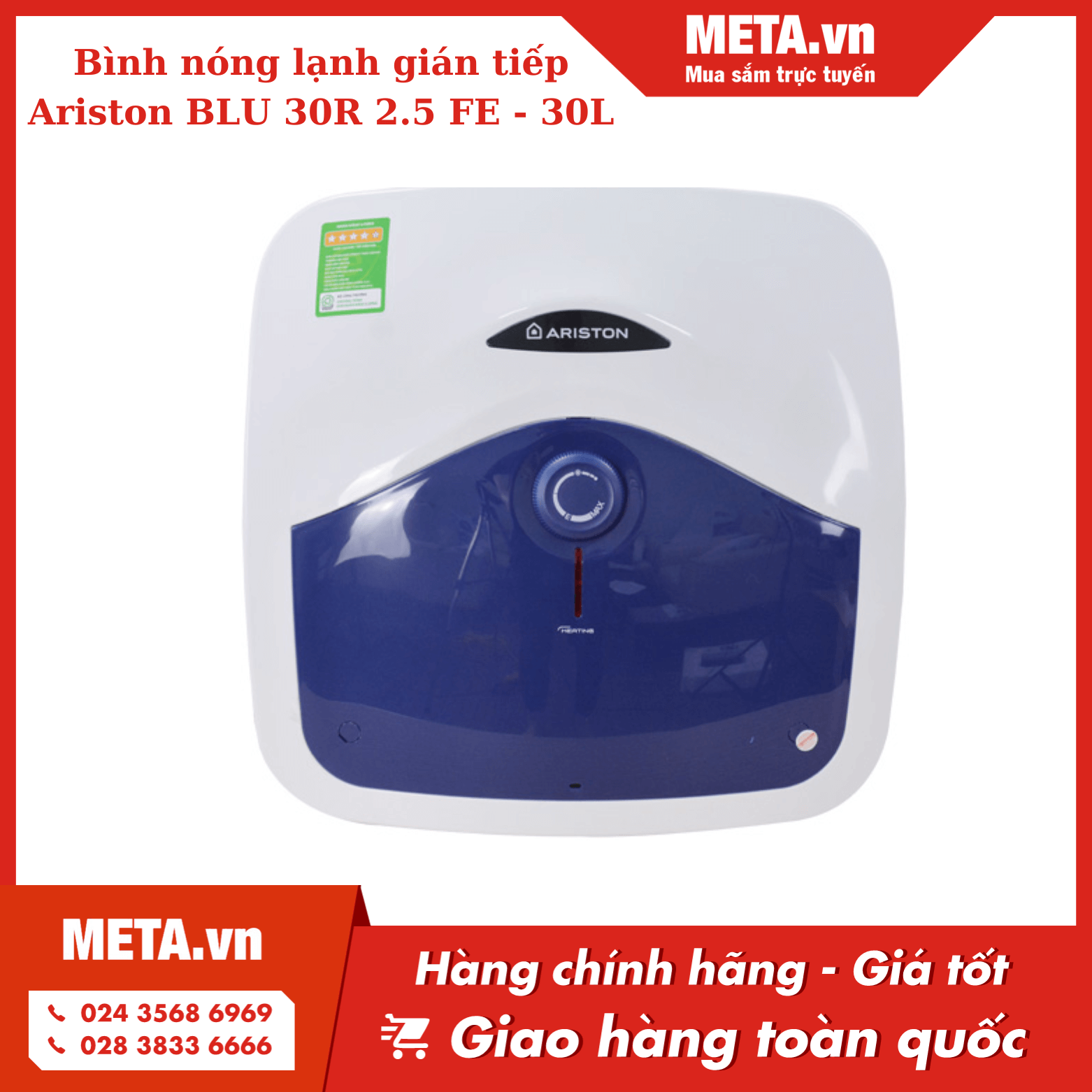 Bình nóng lạnh gián tiếp Ariston BLU 30R 2.5 FE 30 lít