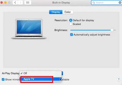 Tại AirPlay Display, bạn chọn Apple TV