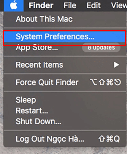 chọn System Preferences