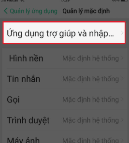 chọn mục Ứng dụng trợ giúp