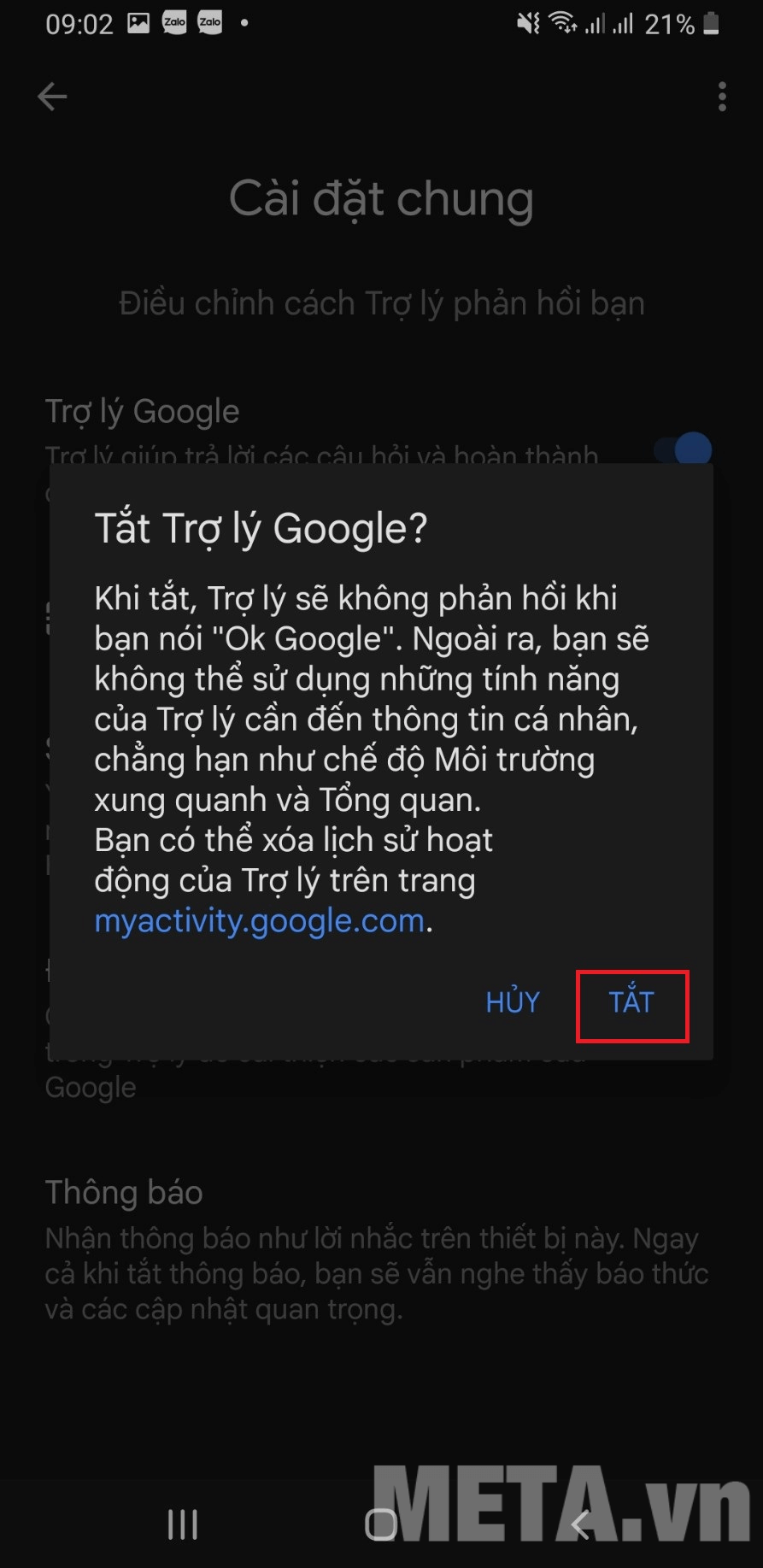 Nút trạng thái của trợ lý ảo Google không sáng