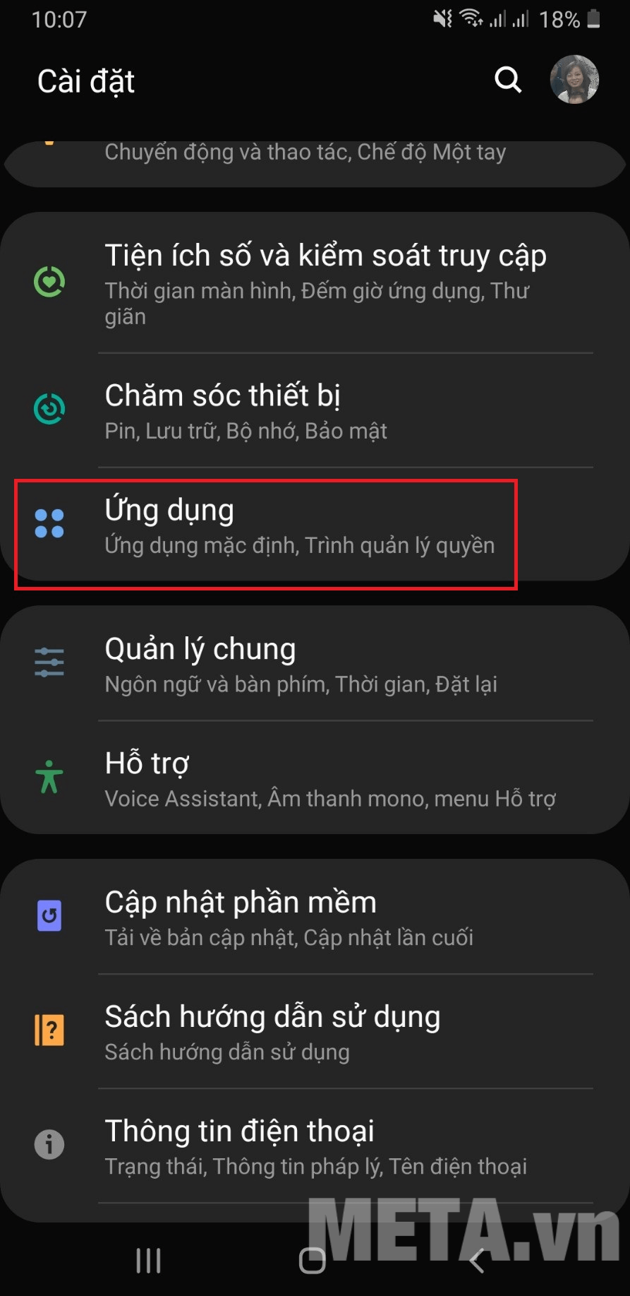 chọn Ứng dụng mặc định