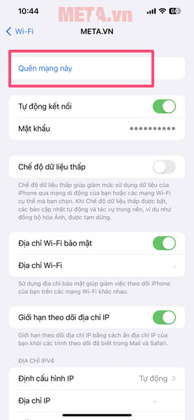 Kết nối lại mạng Wifi