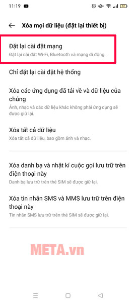 Khôi phục và đặt lại cài đặt mạng