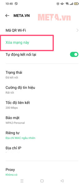 Kết nối lại mạng Wifi