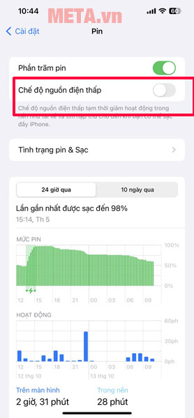 Tắt chế độ nguồn điện thấp