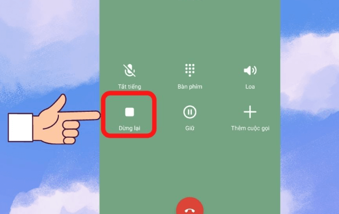 Việc ghi âm trên điện thoại Android sẽ kết thúc khi bạn nhấn vào nút Dừng/Stop