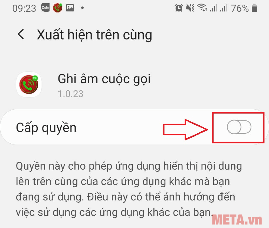 Cấp quyền cho ứng dụng ghi âm cuộc gọi Android