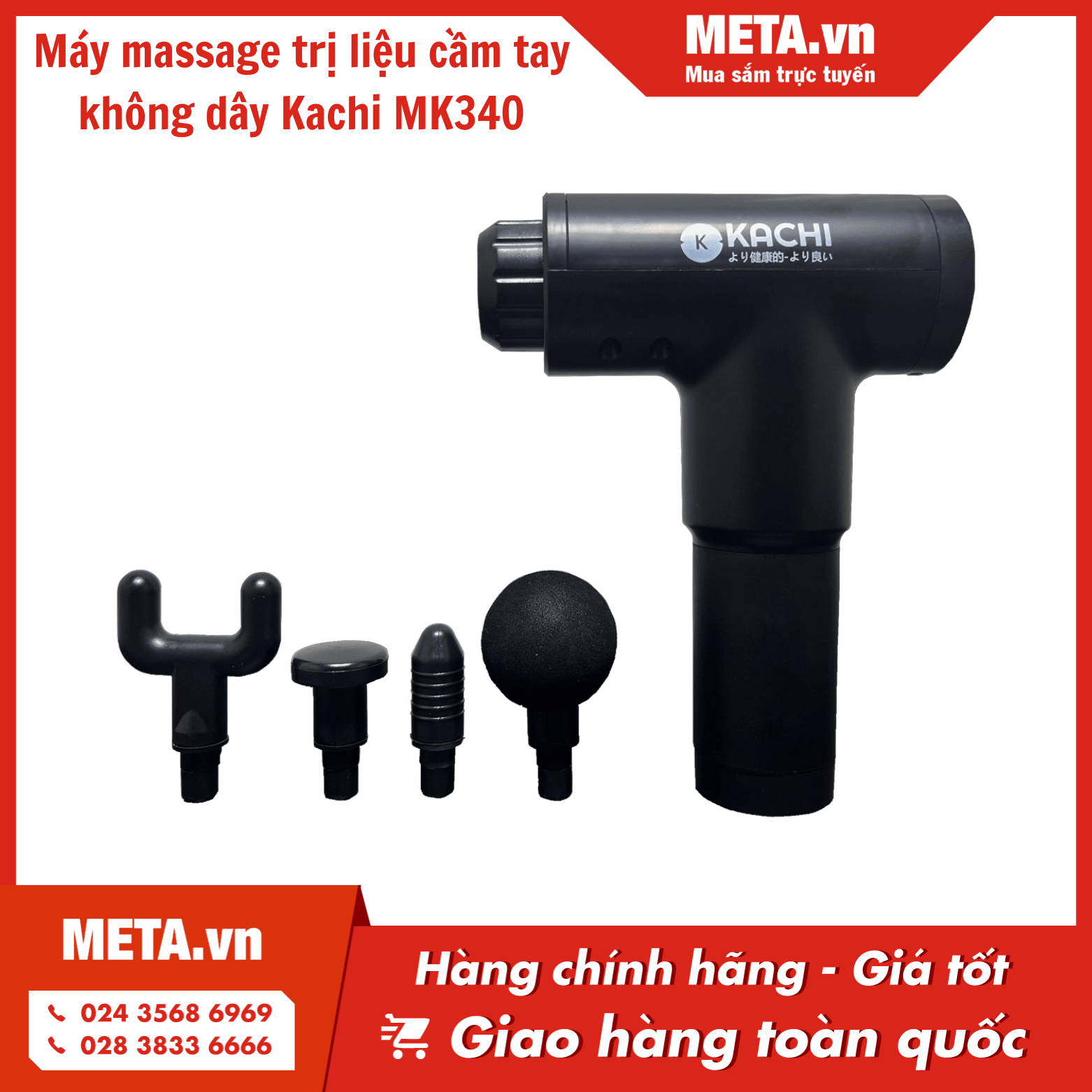 Súng massage trị liệu cầm tay không dây Kachi MK340